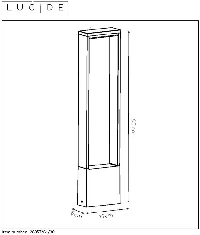 Lucide GOA - Borne extérieur Extérieur - LED - 1x6,5W 3000K - IP54 - Anthracite
