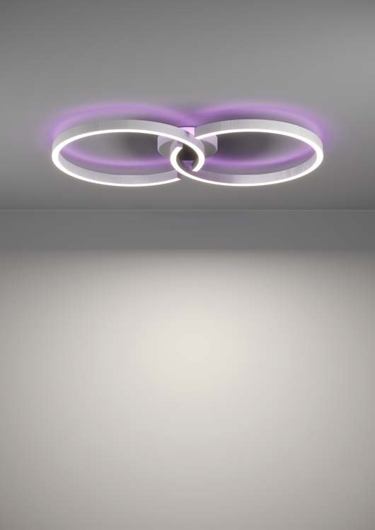 Plafonnier - blanc - 67,5x38x6,5cm - dimmable - LED - 2x9,75W - 2700-6500K + RGB