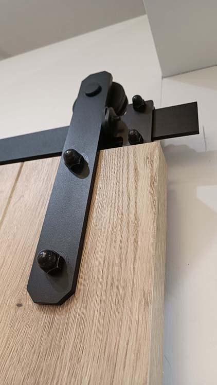 Porte coulissante simple complète Realwoord Oak 93x211,5cm + rail noir