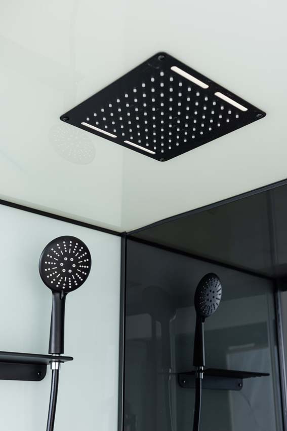 Douchecabine Piper thermostatisch L/R zwart schuifdeur 110x80x215cm