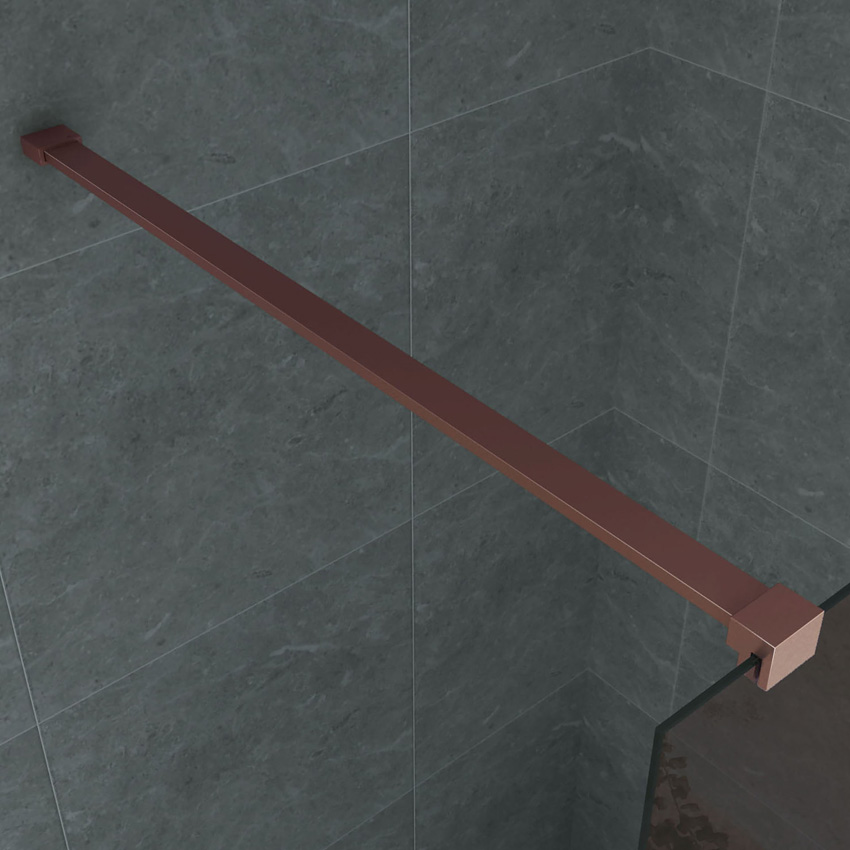 Paroi de douche à l'italienne champagne avec kit de profilés cuivre 140x200cm