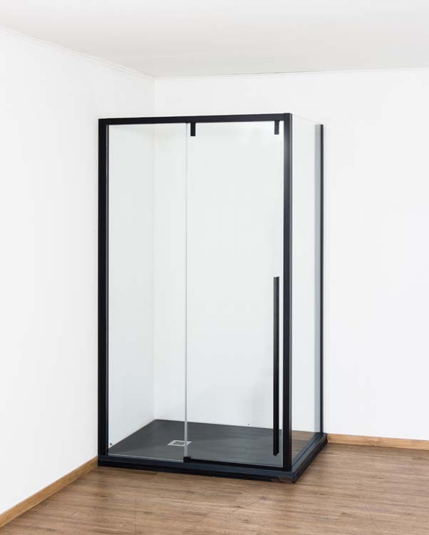 Douchewand Ulrich zwart profiel 88-90x200cm