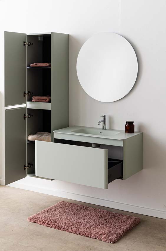 Meuble de salle de bain Austin menthe avec lavabo simple mat 90cm