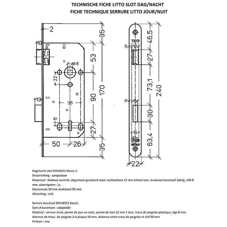 serrure standard inox