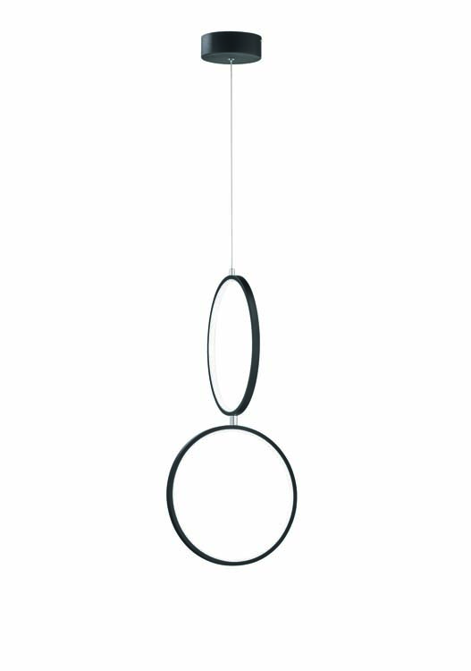 Hanglamp zwart mat incl. 22W LED/ 3000K/ 2200Lm D30cm