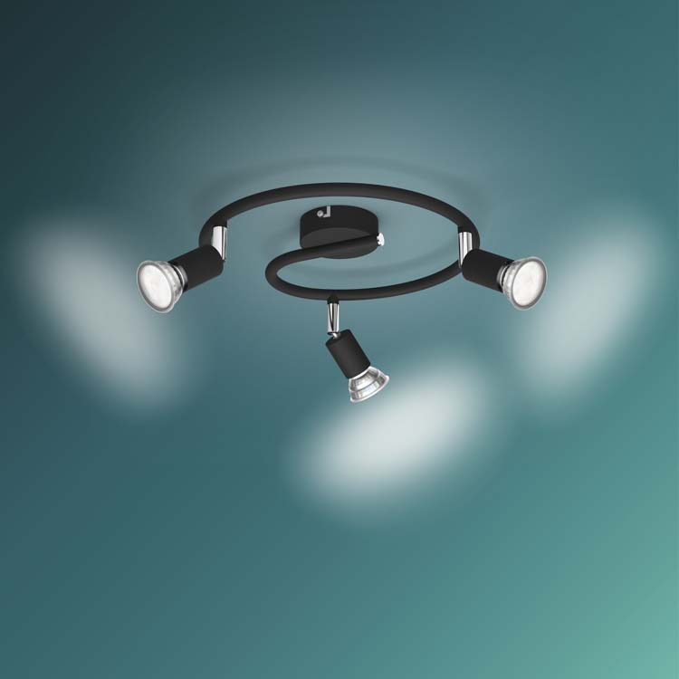 Spot en applique Noir 3x50W