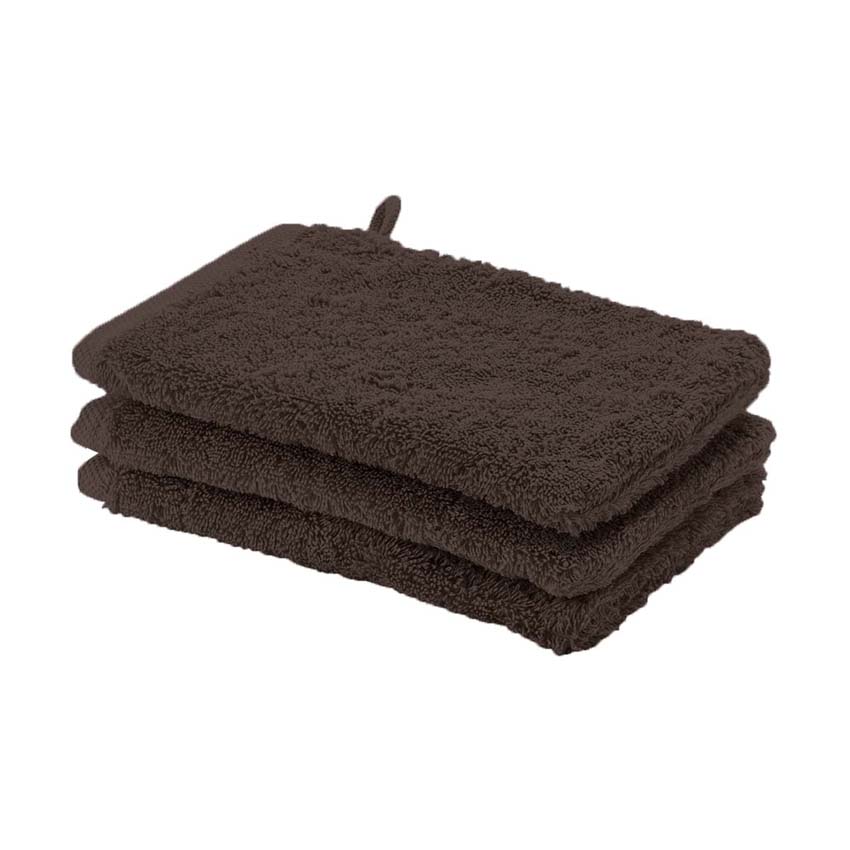 Gant de toilette Aquanova London coton égyptien brun 16x22cm