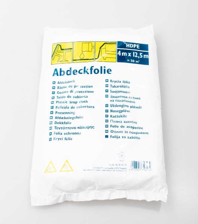 Spatfolie HDPE standaard 50m² (4mx12,5m) transparant