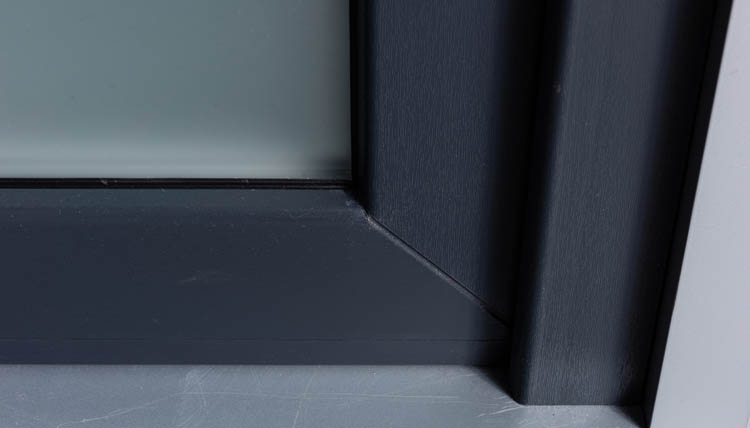Porte extérieure 3 parties PVC verre mat anthracite/blanc ouvrant à gauche sur mesure