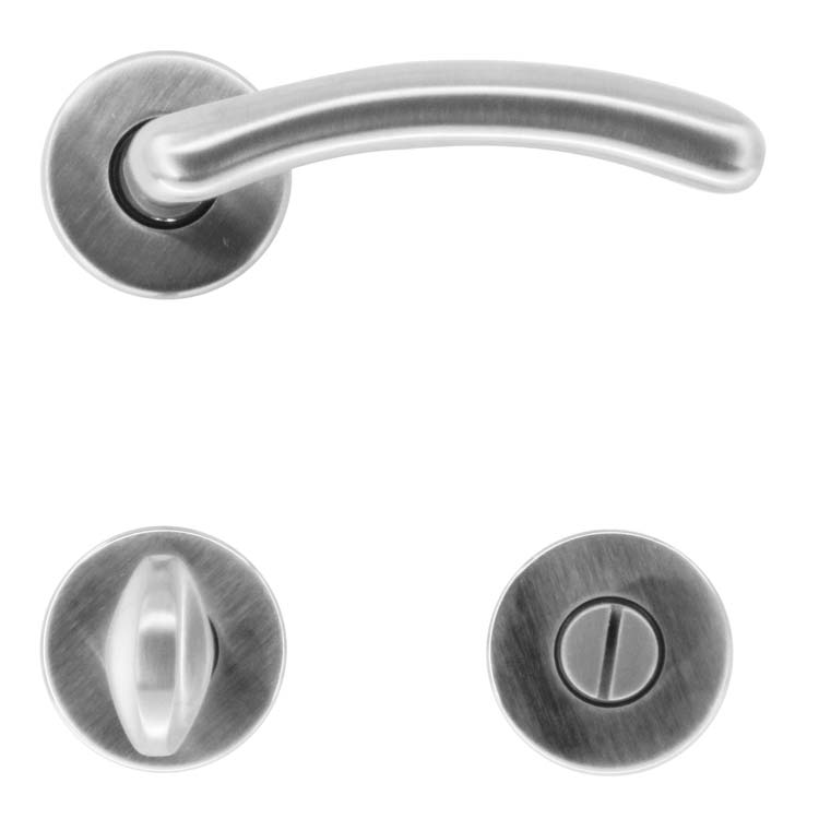 Poignée de porte andria look inox avec serrure toilette