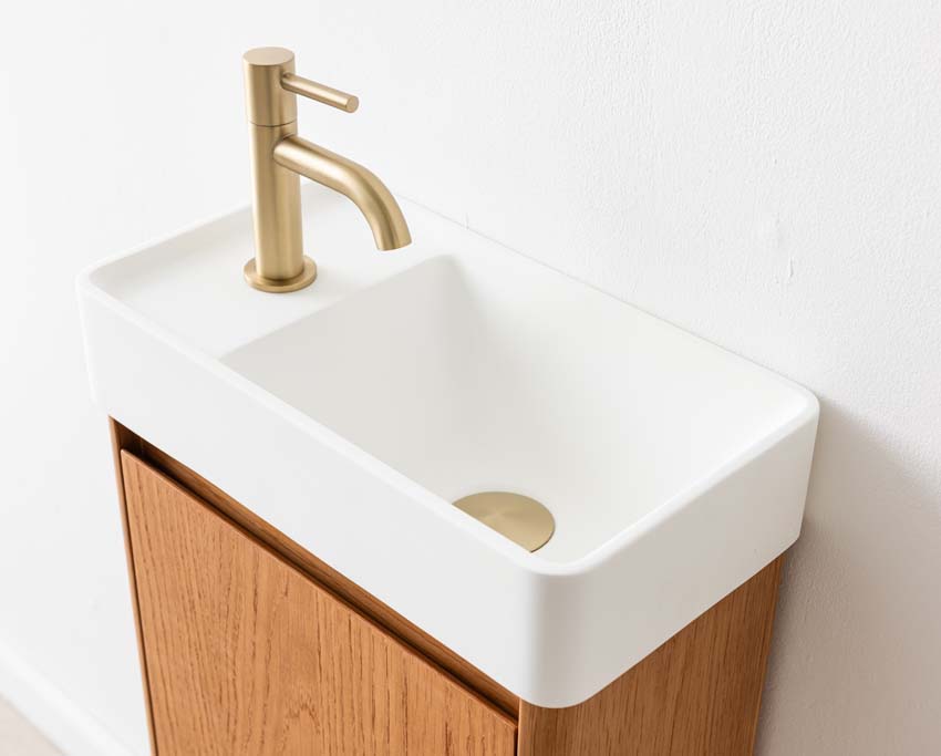 Toiletmeubel Floris eik wastafel wit 50x40,5x25cm Toiletmeubel Floris eik wastafel wit 50x40,5x25cm