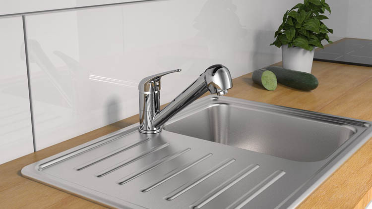 Robinet de cuisine Frida chrome basse pression avec bec extractible