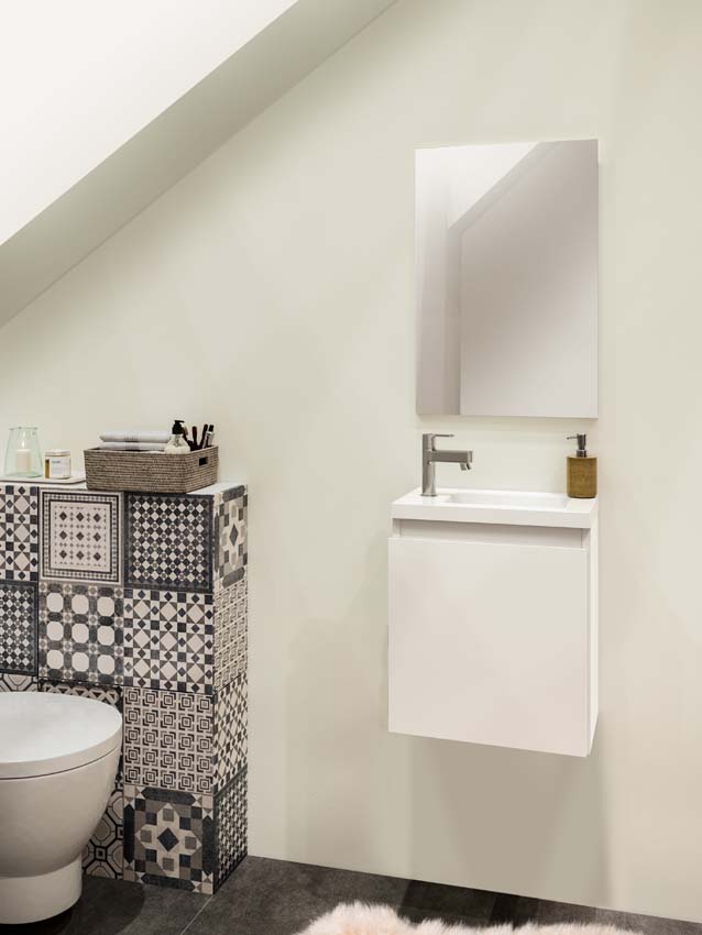 Toiletmeubel Allibert Atlanta wit glanzend polybeton wastafel wit 48x40x25cm