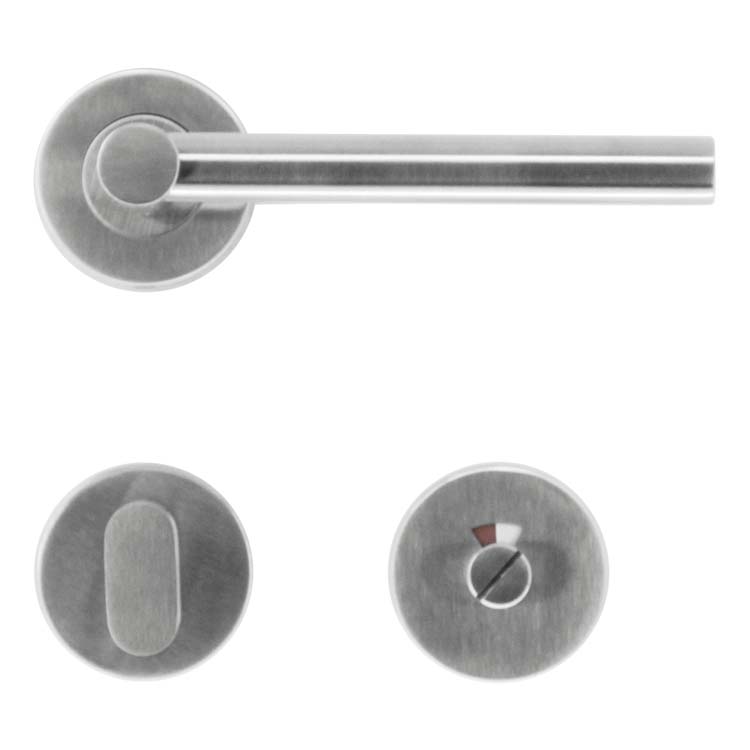 Poignée de porte cefalu inox plus avec serrure toilette