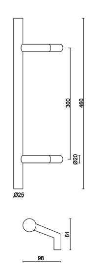 Tirant de porte STCOT inox plus 25/300/460