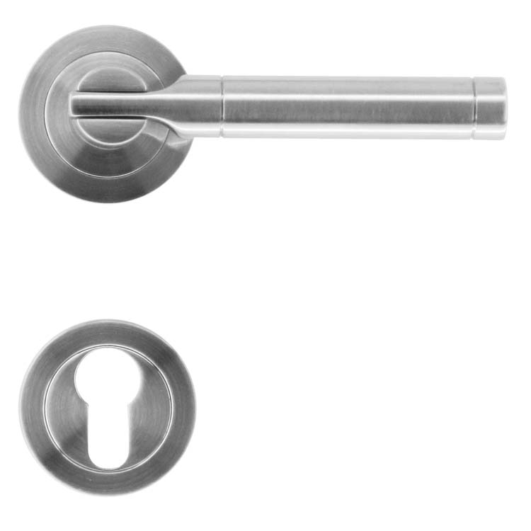 Poignée de porte pro catania look inox rosace cylindre