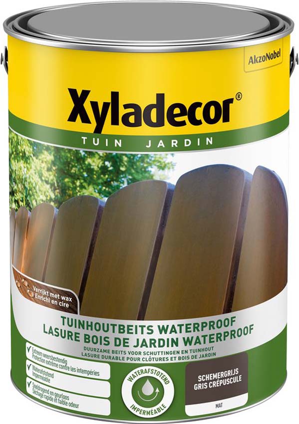 Houtbeits tuinhout Xyladecor schemergrijs 5L waterproof