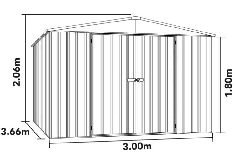 Tuinhuis metaal grijs Samber XL 300x366x206cm
