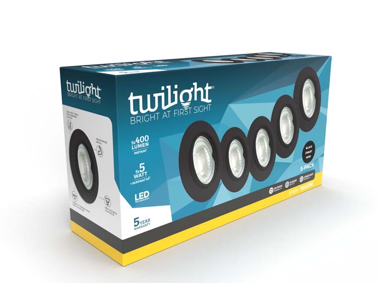 Inbouwspot rond zwart diam 64mm 5x5W GU10 400LM 2700k