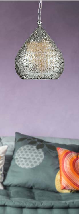 Suspension vintage argent mat diam 330 E27