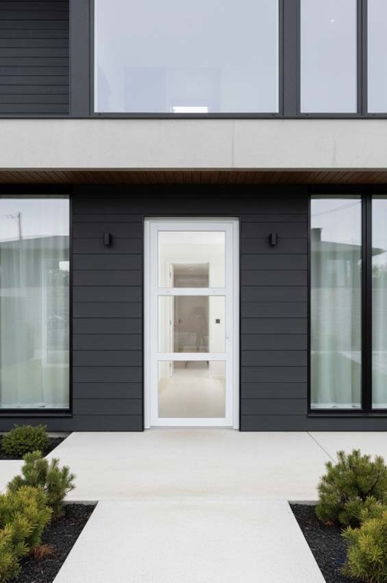 Buitendeur 3 delen PVC helder glas wit 980x2180mm rechtstrekkend