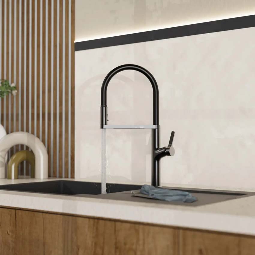 Robinet de cuisine Wasserwerk WK 2 graphite mat avec bec extractible