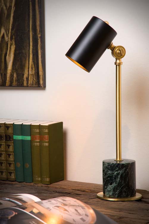 Lampe de bureau - noir/or - 18x12x48cm - E14 - 40W