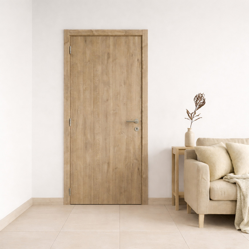 Porte intérieure complète Nalba chêne 201,5x63cm tubulaire réversible + châssis 16,5cm