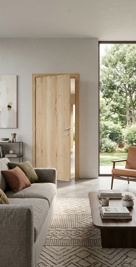 Porte intérieure complète Nature Wood chêne 201,5x78cm tubulaire vertical réversible + châssis 16,5cm