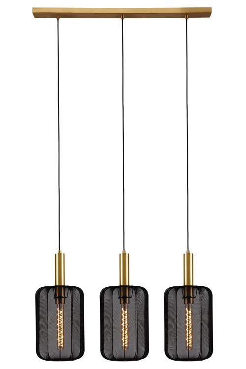 Hanglamp - zwart/goud - dimbaar - 3xE27 - 40W