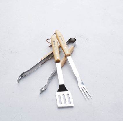 BBQ-set Barbecook 3-delig rvs/hout met ophanglus