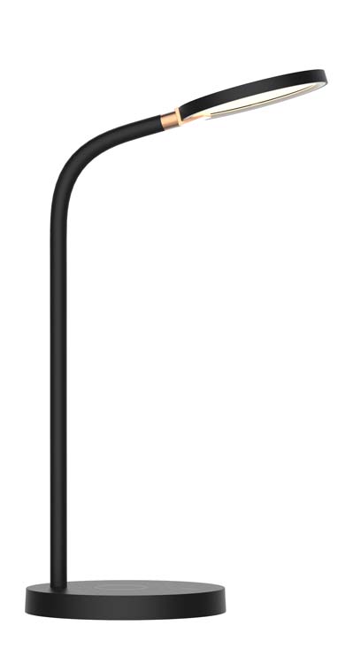 Bureaulamp LED Zwart 4,3W 580LM Dimbaar +QI Lader