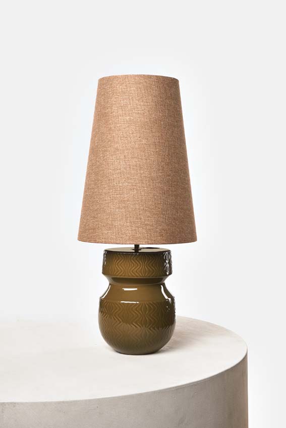 Lampe de table - Olive - Ø20x30cm - Dimmable - E27 - 1x60W - Incl. abat-jour