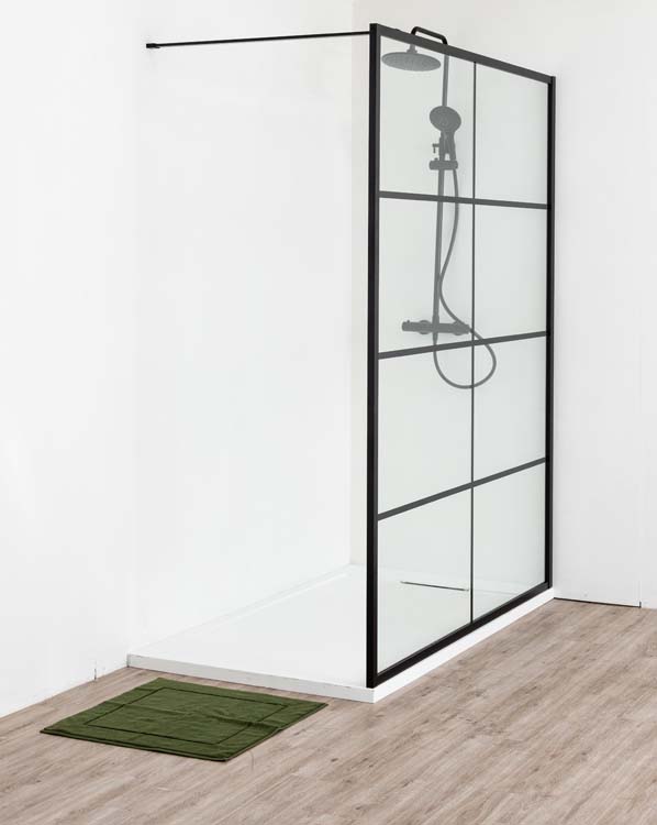 Paroi de douche Uma 2 profile noire 160x200cm avec barre