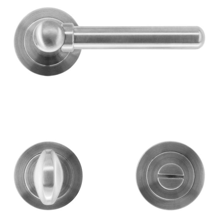 Poignée de porte pro pitigliano look inox avec serrure toilette