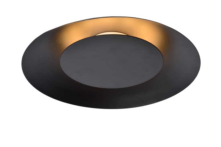 Lucide FOSKAL - Plafonnier - Ø 34,5 cm - LED - 1x12W 2700K - Noir