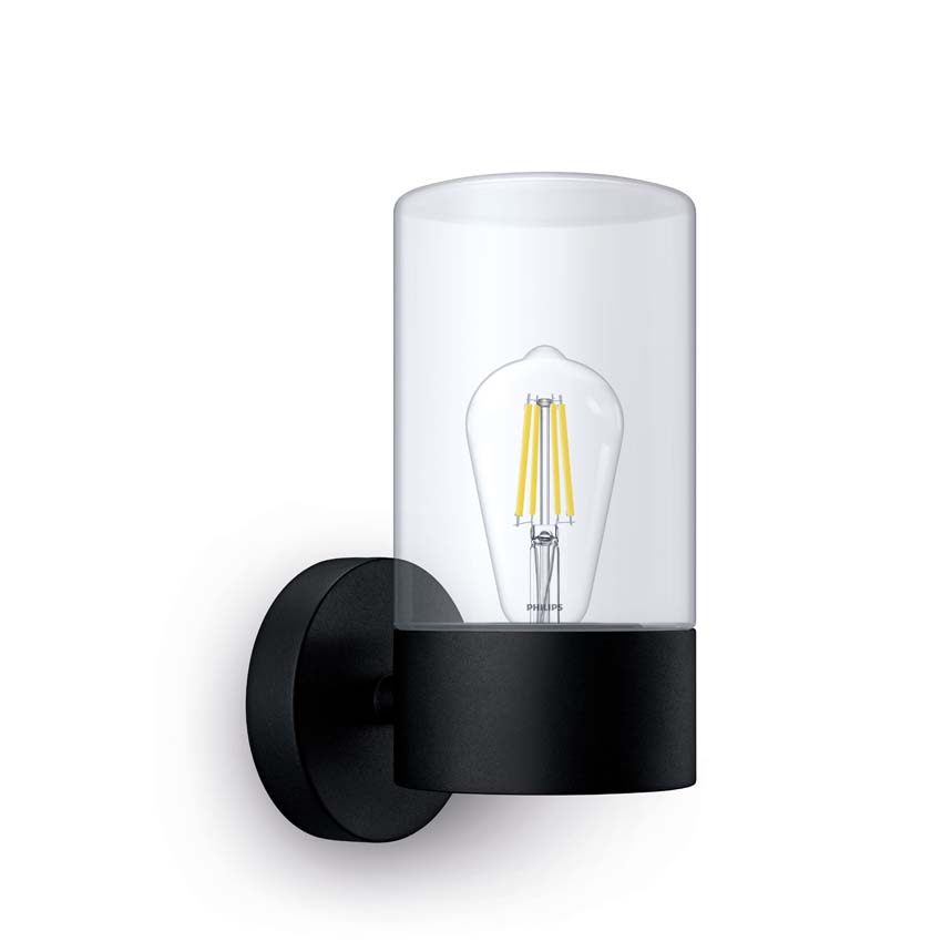 Applique murale extérieure - noir - 27x16,5x12cm - E27 - 1x25W - IP44 - ampoule non incluse