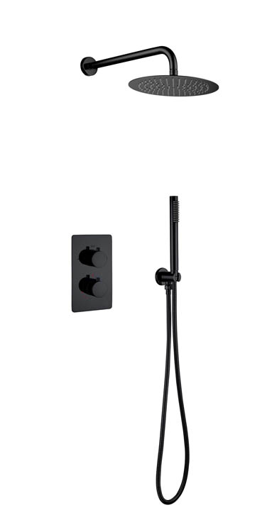 Regendoucheset thermostatisch inbouw mat zwart