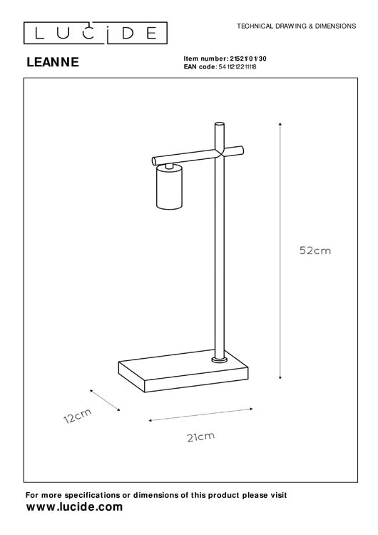 Tafellamp zwart excl lamp LED mogelijk E27