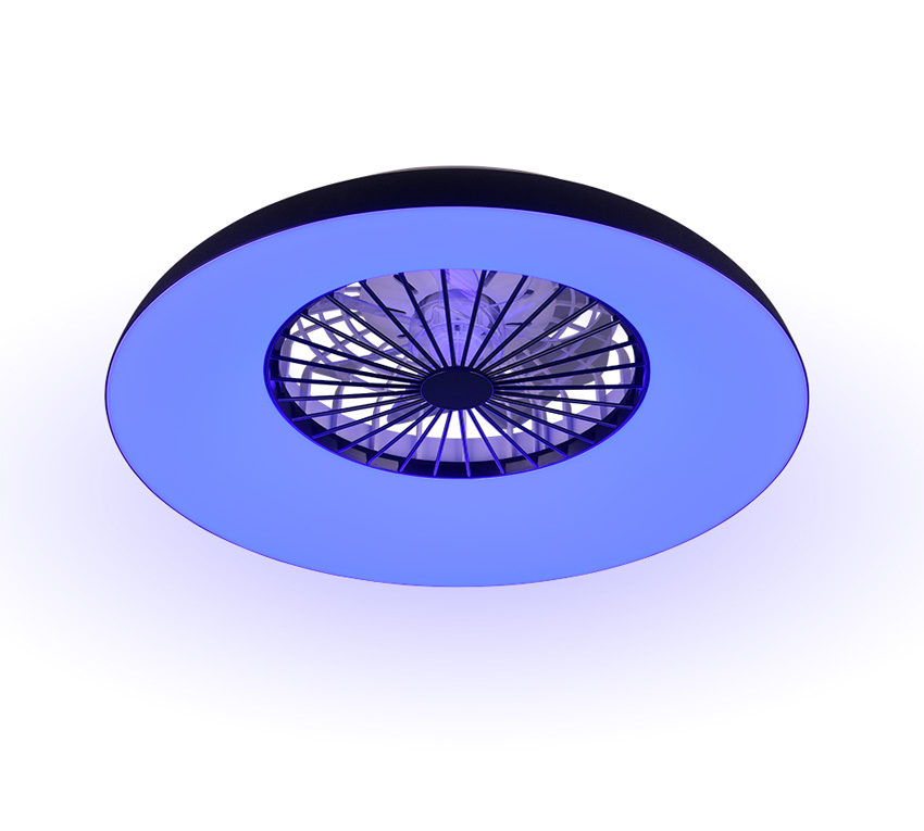 Plafonnier/ventilateur - Ø60cm - LED dimmable - CCT - 1x34W - 2700/6500K + RVB - noir