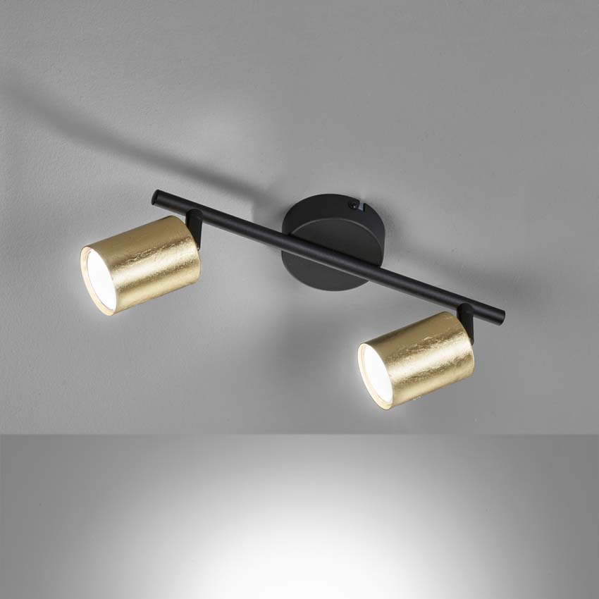 Opbouwspot - zwart/goud - GU10 - 2x4W incl lamp