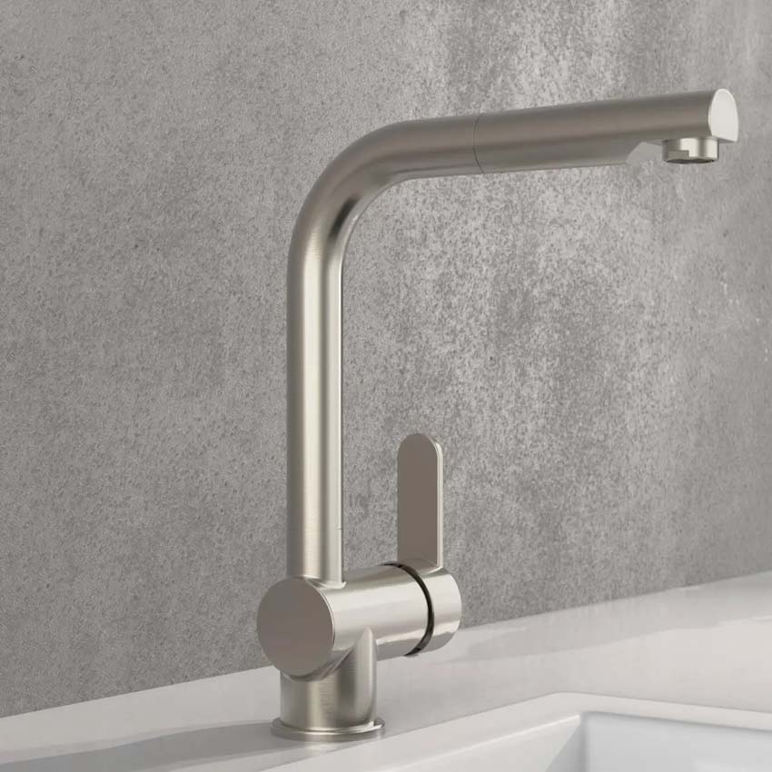 Robinet de cuisine Levi inox-look avec bec extractible
