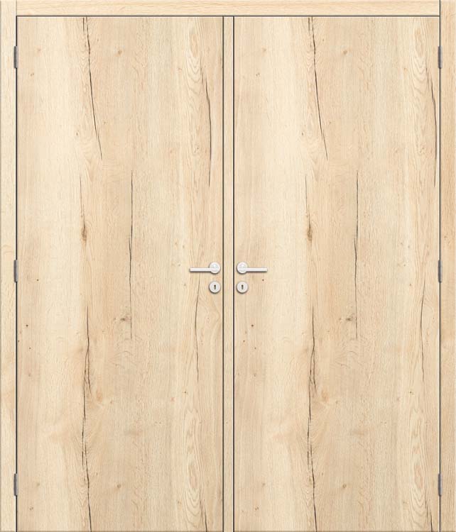 Porte intérieure double complète RW Oak verticale 2x73x201,5cm tubulaire