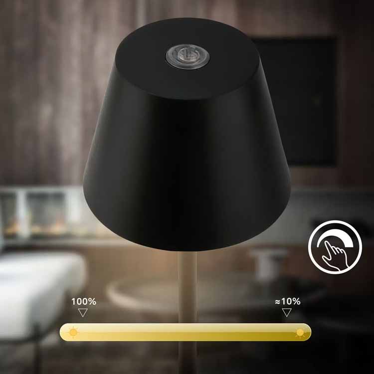 Tafellamp Salori - zwart - 14.2cm - dimbaar - LED - 2.1W - 2700K - IP44 - USB