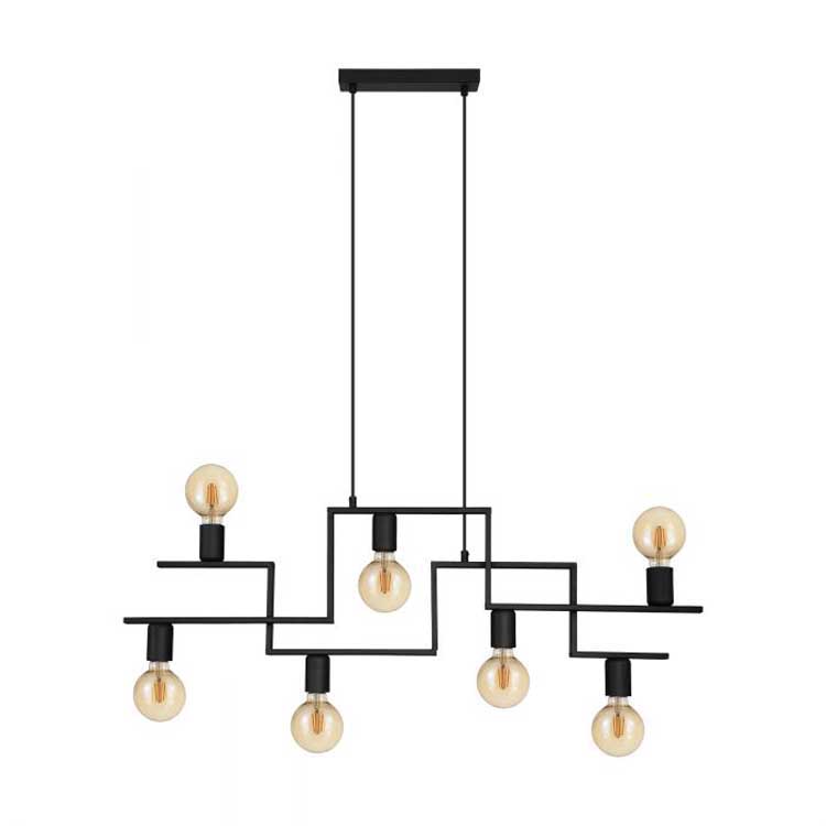Hanglamp zwart 7 licht l100.5cm excl lamp LED mogelijk 