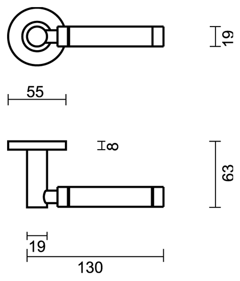 Poignée de porte inox Gubbio 13cm