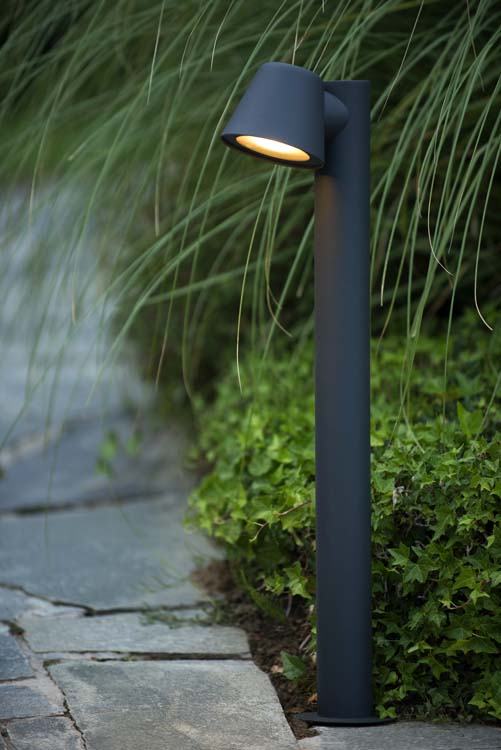 Lucide DINGO-LED - Borne extérieur Extérieur - Ø 11,5 cm - LED Dim. - GU10 - 1x4,5W 3000K - IP44 - Anthracite
