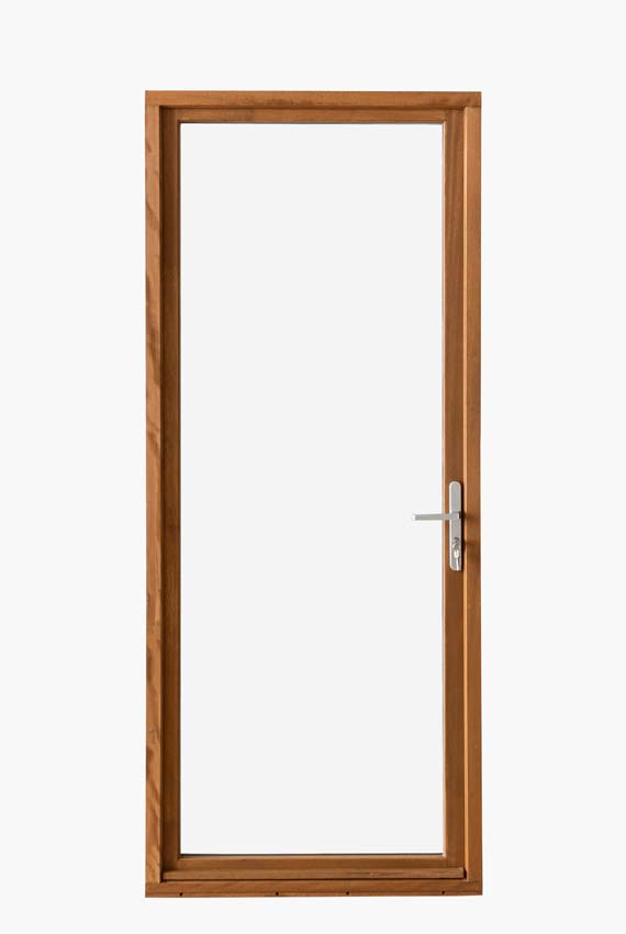 Fenêtre terasse bois Meranti Trae 1 vantail 55mm naturel 900x2150 mm
