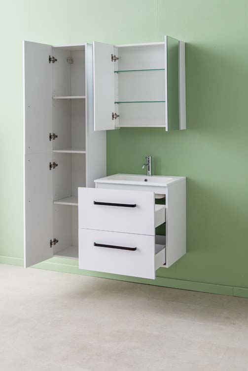 Meuble de salle de bain Bison laqué blanc mat 600 mm lavabo mat