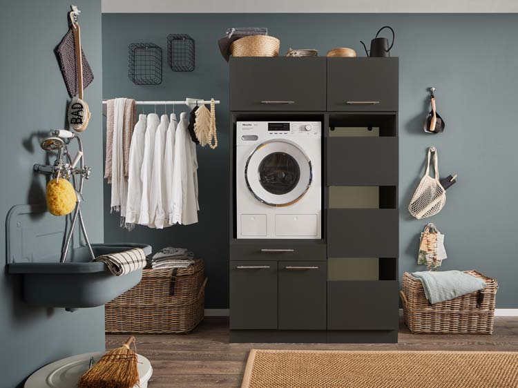 Wasmachine kasten Decowash - set 7 - antraciet - 67,5x117,5x200cm